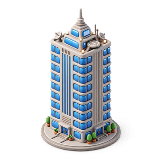 A 3D illustration of an office building